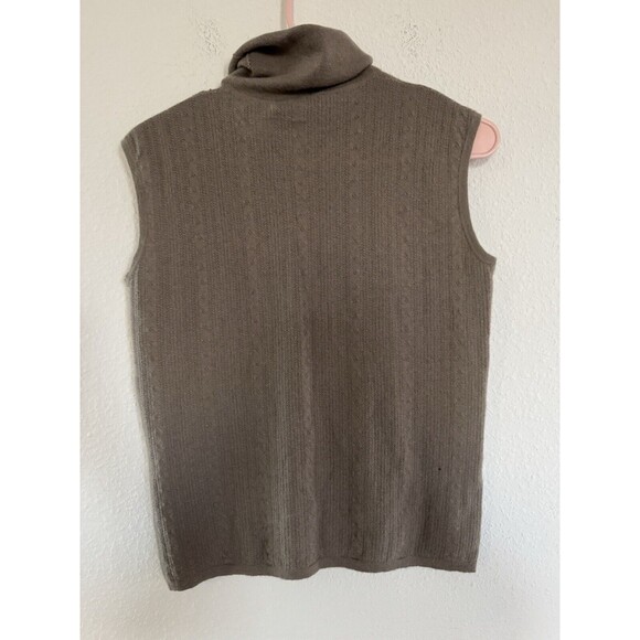Calvin Klein Vintage Cashmere Light Brown Sleeveless Turtleneck Knit Sweater M - Picture 2 of 8